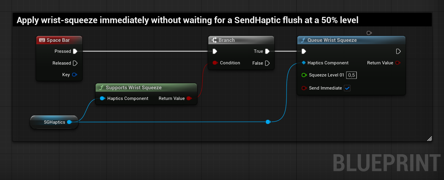 SGHapticsComponent - Blueprint example: Wrist-squeeze