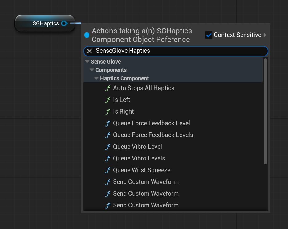 SGHapticsComponent - Blueprint functions